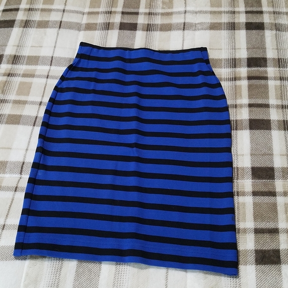 LOFT stretch pencil skirt blue black stripe XS - Picture 4 of 8
